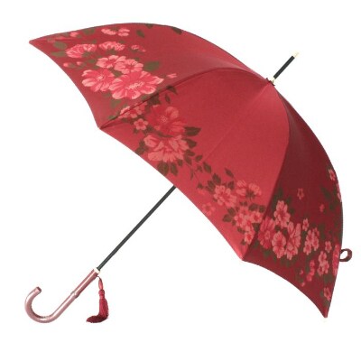 槙田商店【晴雨兼用】長傘 ”絵おり”  大バラ:エンジ