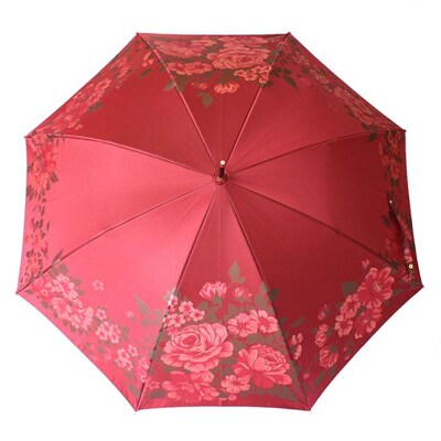 槙田商店【晴雨兼用】長傘 ”絵おり”  大バラ:エンジ