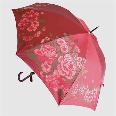 槙田商店【晴雨兼用】長傘 ”絵おり”  大バラ:エンジ