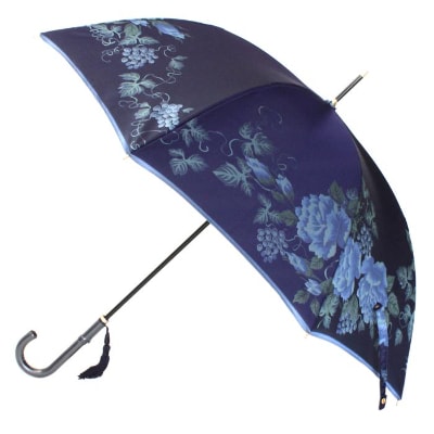 槙田商店【晴雨兼用】長傘 ”絵おり”  薔薇と葡萄  紺