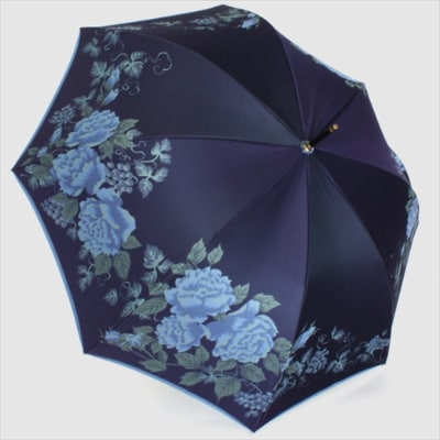 槙田商店【晴雨兼用】長傘 ”絵おり”  薔薇と葡萄  紺