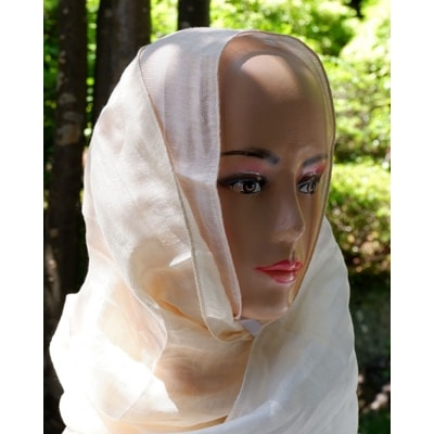 郡内織物「富士桜工房」リネン×シルク通気性に優れたストール「さらつや」ピンクベージュ