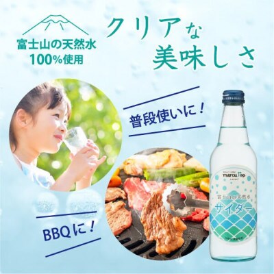【毎月定期便】富士山の天然水サイダー 340ml瓶×20本【(株)マーキュロップ】全4回