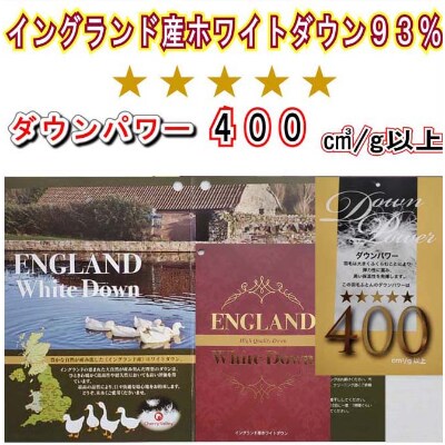 ＜イングランド産ホワイトダウン93%＞羽毛掛け布団シングル150×210cm＜ダウンパワー400＞