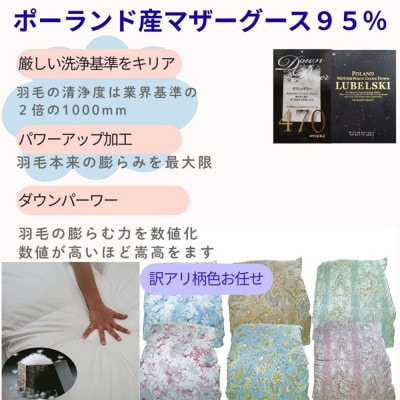 【訳アリ】羽毛布団 シングル 立体キルト ポーランド産マザーグース95% ダウンパワー470