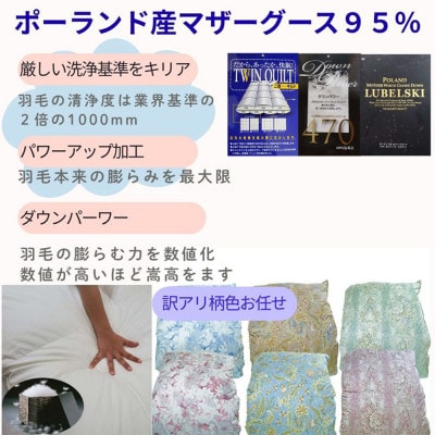 【訳あり】シングル 羽毛布団 二層式 ポーランド産マザーグース95% ダウンパワー470