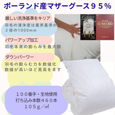 羽毛掛け布団 シングル 100番手 ポーランド産マザーグース95% 羽毛布団