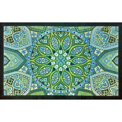 い草玄関マット「万華鏡」(95×150)(グリーン) AA178