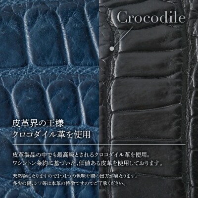 マネークリップ(クロコダイル革・ブルー系)　BK129