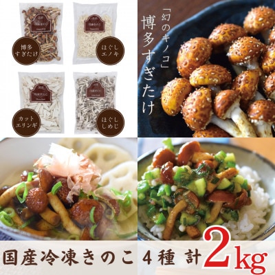 冷凍きのこセット500g×4種　計2kg(博多すぎたけ・しめじ・えのき・エリンギ)(大木町)AU03
