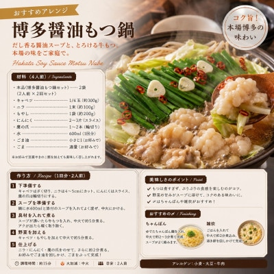 訳あり!博多醤油もつ鍋 20人前(2人前×10回セット)(大木町)CP075d