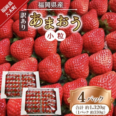 【訳あり品】あまおう(小粒)4パック(330g/パック)(大木町) CT005