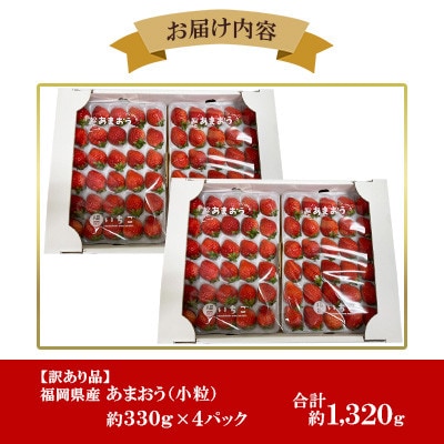 【訳あり品】あまおう(小粒)4パック(330g/パック)(大木町) CT005