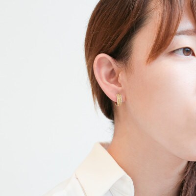 K18スリーラインダイヤモンド フープピアス(0.4ct)46-4978 | お礼品 