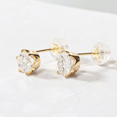 K18イエローゴールド ダイヤモンドスタッドピアス(1.0ct) 41-3014 | お 