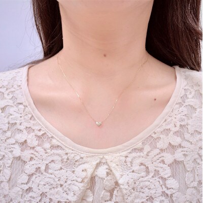 【K10】ダブルハートのダイヤモンドネックレス