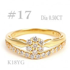 0.5CT K18YG ダイヤモンド リング#17  R3778DI-Y　