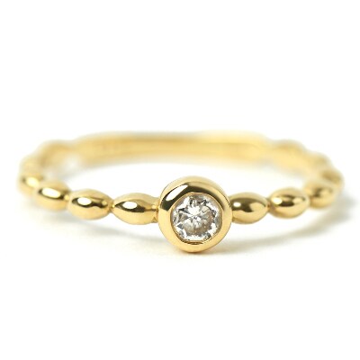 【ジュエリー】【宝石のまち甲府市】K18 Puku/プク ダイヤモンド0.1ct リング 14号
