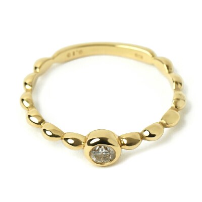【ジュエリー】【宝石のまち甲府市】K18 Puku/プク ダイヤモンド0.1ct リング 14号