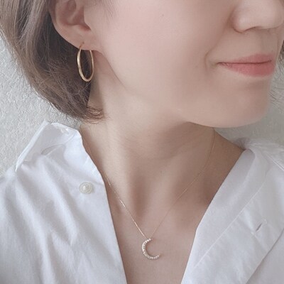 MADE IN KOFU] K18 三日月モチーフダイヤモンドネックレス TI-377 | お 