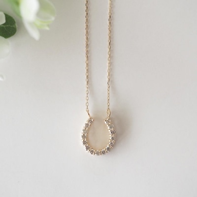 MADE IN KOFU] K18 ホースシューモチーフダイヤモンドネックレス TI