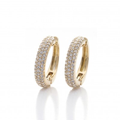 MADE IN KOFU] K18YG ダイヤパヴェフープピアリング 1.0ct JT-446 | お