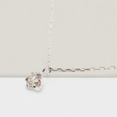 10金 ホワイトゴールド製 1粒 ダイヤモンド 0.08ct プチネックレス 【1449550】