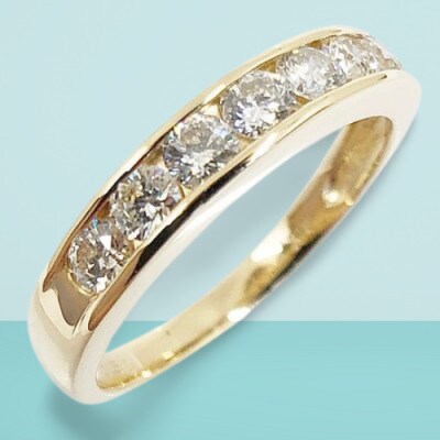 18金製 ハート&キューピッドダイヤ0.5ct ハーフエタニティーリング #13