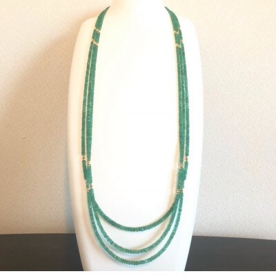 K18エメラルド3連ロングネックレス 天然石ネックレス K18パーツミラーボール お礼品詳細 ふるさと納税なら さとふる