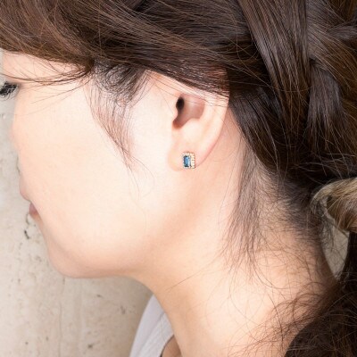 【ラッピング付】【nocon】K10YG ロンドンブルートパーズ ピアス 24057027#92