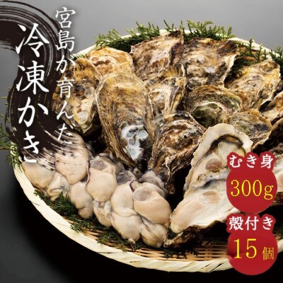 (加熱用)宮島が育んだ冷凍かき(むき身300g+殻付き15ヶ)