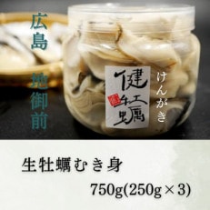 広島かきの逸品【健牡蠣(けんがき)】 地御前 生牡蠣むき身 750g(250g&times;3)