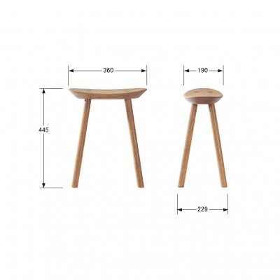 【浜本工芸】オーク無垢　7554スツール[SH44]　ダイニングテーブル用