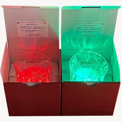 光るスパークリングワインBigDipperルミナス1本&光るグラスBacada!ペア　BOX付き
