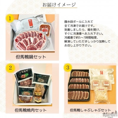 【毎月定期便】但馬鴨お楽しみコース3～4人前(鴨鍋　焼肉　しゃぶしゃぶ)全3回