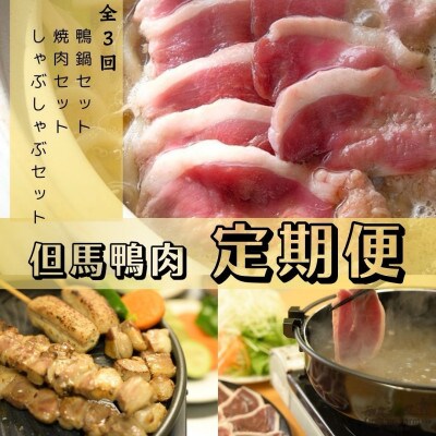 【毎月定期便】但馬鴨お楽しみコース5～6人前(鴨鍋　焼肉　しゃぶしゃぶ)全3回