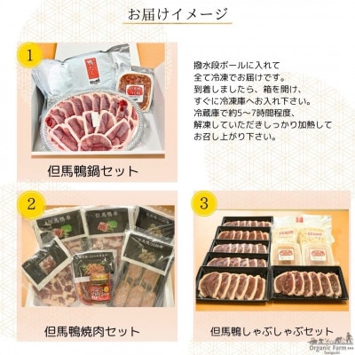 【毎月定期便】但馬鴨お楽しみコース5～6人前(鴨鍋　焼肉　しゃぶしゃぶ)全3回