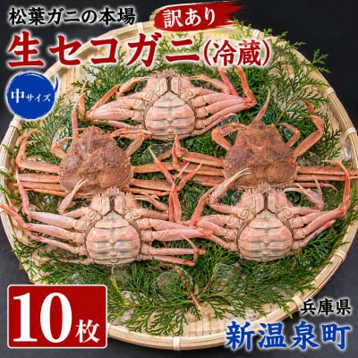 松葉ガニの本場　生セコガニ(冷蔵)中サイズ　10枚(訳あり)　兵庫県新温泉町　ご家庭で茹でてアツアツ