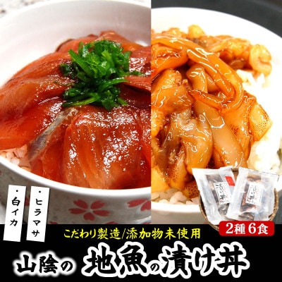 魚屋自家製　山陰の海鮮漬け丼(ヒラマサ、白イカ)2種×各3パック入 酒の肴に海鮮丼に茶漬けに飯ともに