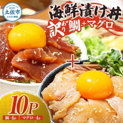 【訳あり】海鮮漬け丼(タイ6袋・マグロ4袋)セット
