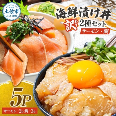 【訳あり】海鮮漬け丼(タイ3P・サーモン2P)セット 