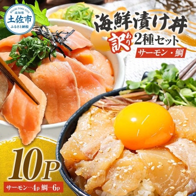 【訳あり】海鮮漬け丼(タイ6P・サーモン4P)セット
