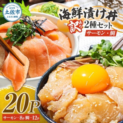【訳あり】海鮮漬け丼(タイ12P・サーモン8P)セット