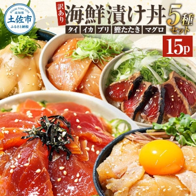【訳あり】土佐の海鮮漬け丼 5種 各3袋セット 海鮮丼の具