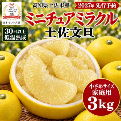 日本ギフト大賞受賞・先行予約 希少 ミニチュアミラクル土佐文旦 3kg 高知県土佐市産 やの一果彩