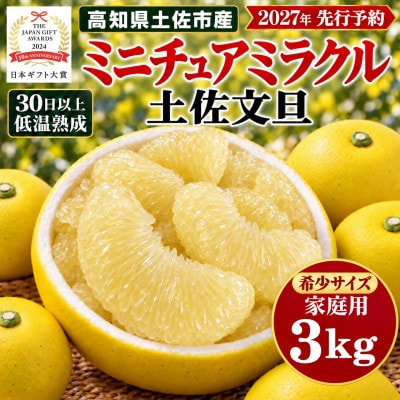 日本ギフト大賞受賞・先行予約 希少 ミニチュアミラクル土佐文旦 3kg 高知県土佐市産 やの一果彩