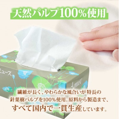 アミューズボックスティッシュ 30箱 1箱200組(400枚) 天然パルプ100%