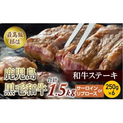 【高級部位】鹿児島黒毛和牛ステーキ250g×6合計1.5Kg(サーロインorリブロース)【尾崎牧場】