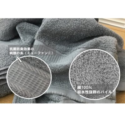 【大阪泉州タオル】Twinkle 銀の抗菌バスタオル2枚(クラウディアッシュ)速乾性良く部屋干し対策