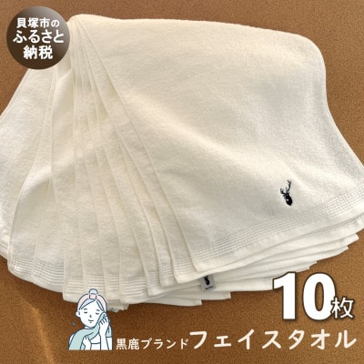 【大阪泉州タオル】黒鹿ブランドSautiller(ソティーエ)  オフホワイト フェイスタオル10枚